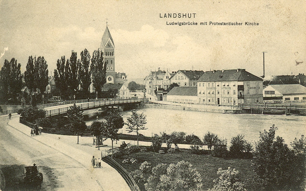 Luitpoldbrücke mit protestantischer Kirche 1907